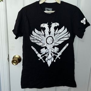 Bungie Men Black Short Sleeve Shirt 100% Cotton Sz Small EUC